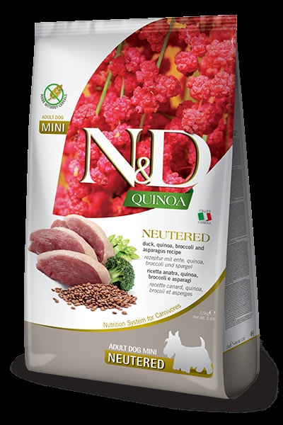 N&D Neutered Quinoa Duck, Broccoli & Asparagus - Mini adult - 7 KG 