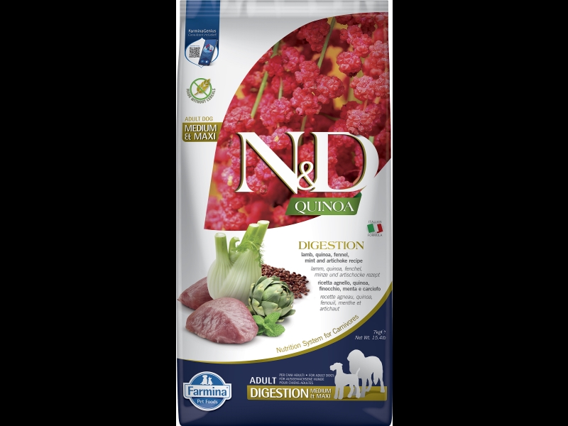 N&D Quinoa Digestion Lamb & Fennel - Medium & Maxi Adult - 7 KG - Hundefoder 