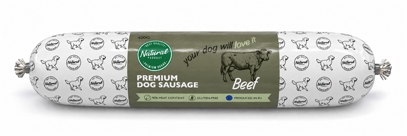Natural Premium Dog Sausage Beef – Træningspølse med okse 400 g