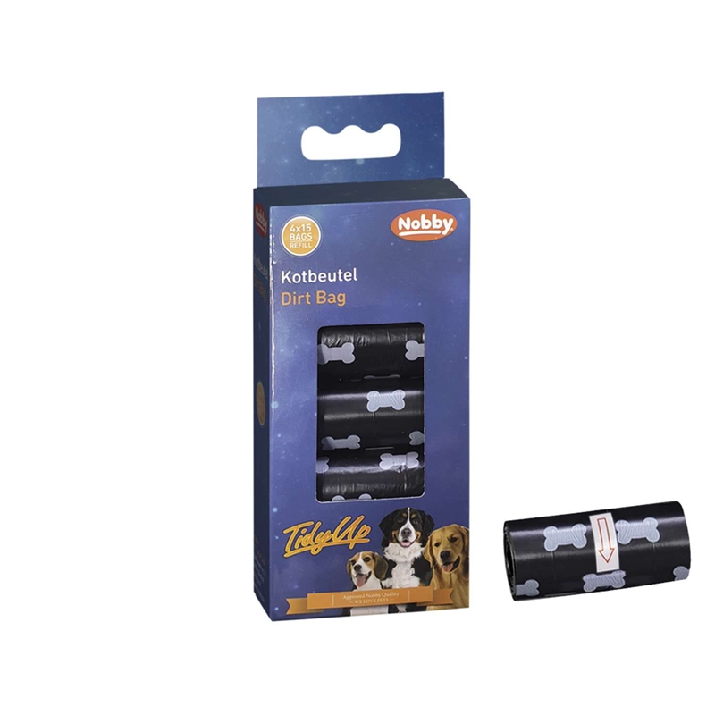 Nobby Tidyup Høm-Høm Poser - Sort m/bone - 4 Ruller