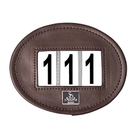 SD Design stævnenummer i brunt vegansk læder