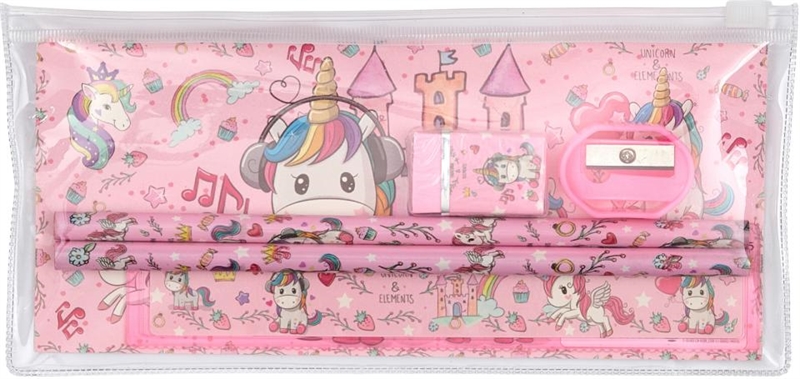 Equipage KIDS Unicorn penalhus med indhold - Misty Rose