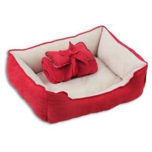 Pet Bed w/Blanket & Bone - Red